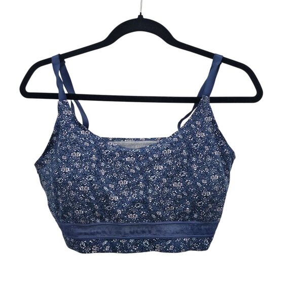 Lucky Brand Woman's Blue Floral Multi Wireless Mesh Strip Bralette Plus Size 1X - Picture 1 of 5